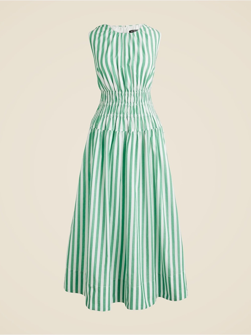 J.Crew Hyacinth Dress Striped Cotton Poplin Green White Size Large